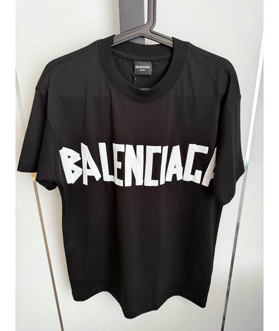 BALENCIAGA Черная хлопковая футболка, фото 5