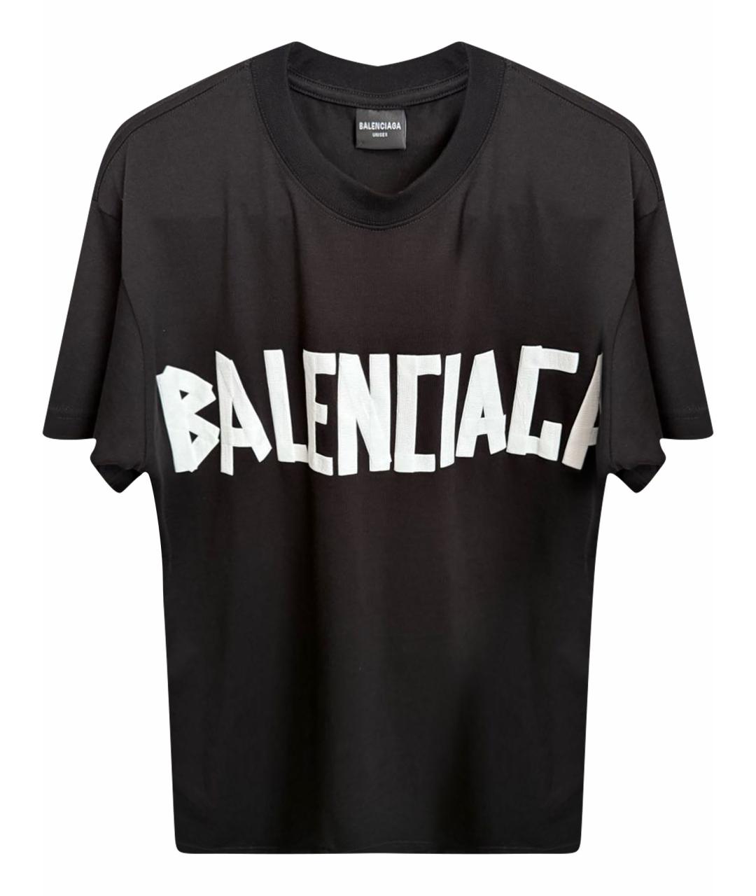 BALENCIAGA Черная хлопковая футболка, фото 1