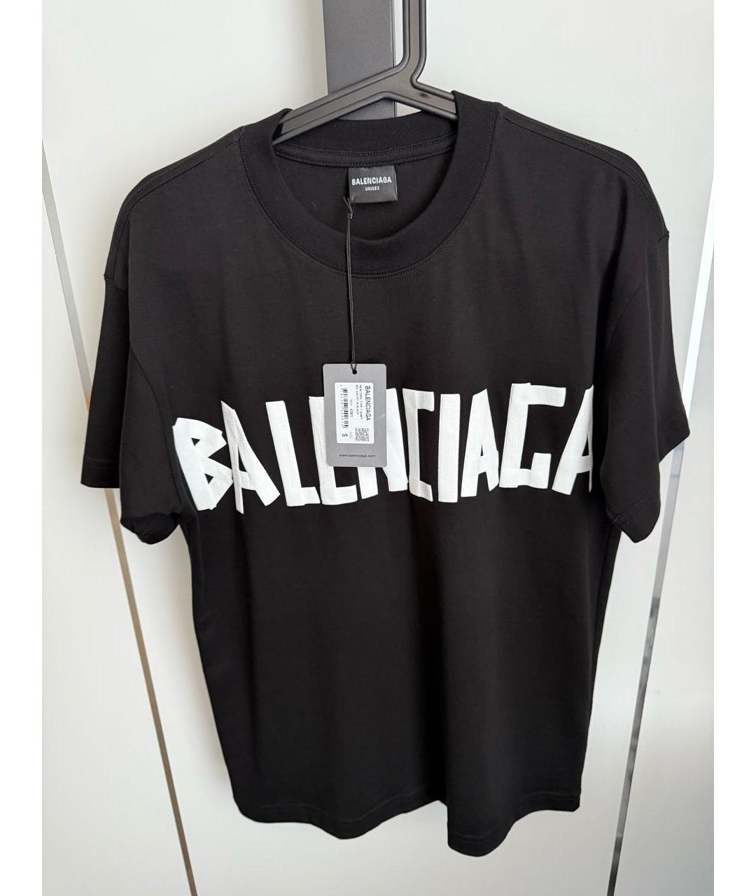 BALENCIAGA Черная хлопковая футболка, фото 3