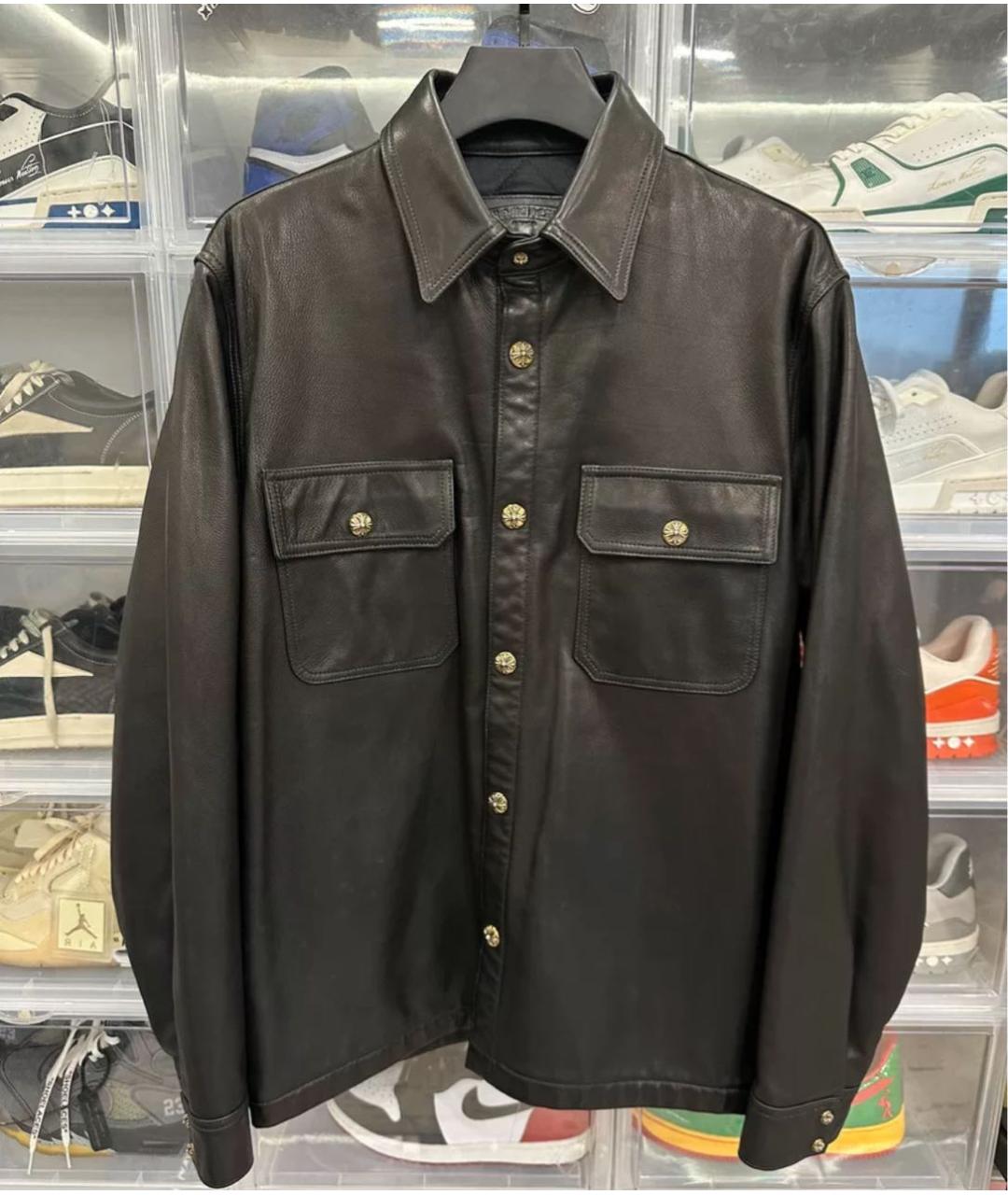 CHROME HEARTS Черная кожаная куртка, фото 7