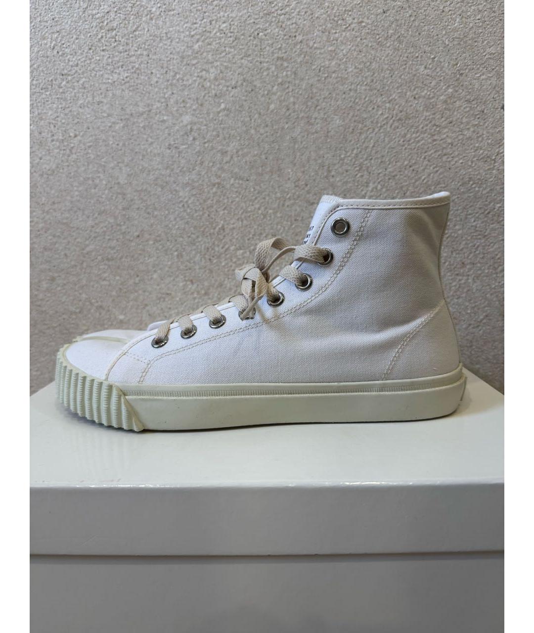 MAISON MARGIELA Белые текстильные высокие кроссовки / кеды, фото 6