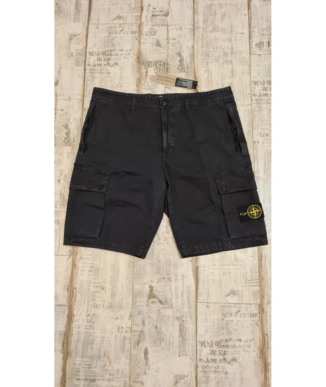STONE ISLAND Темно-синие хлопковые шорты, фото 5