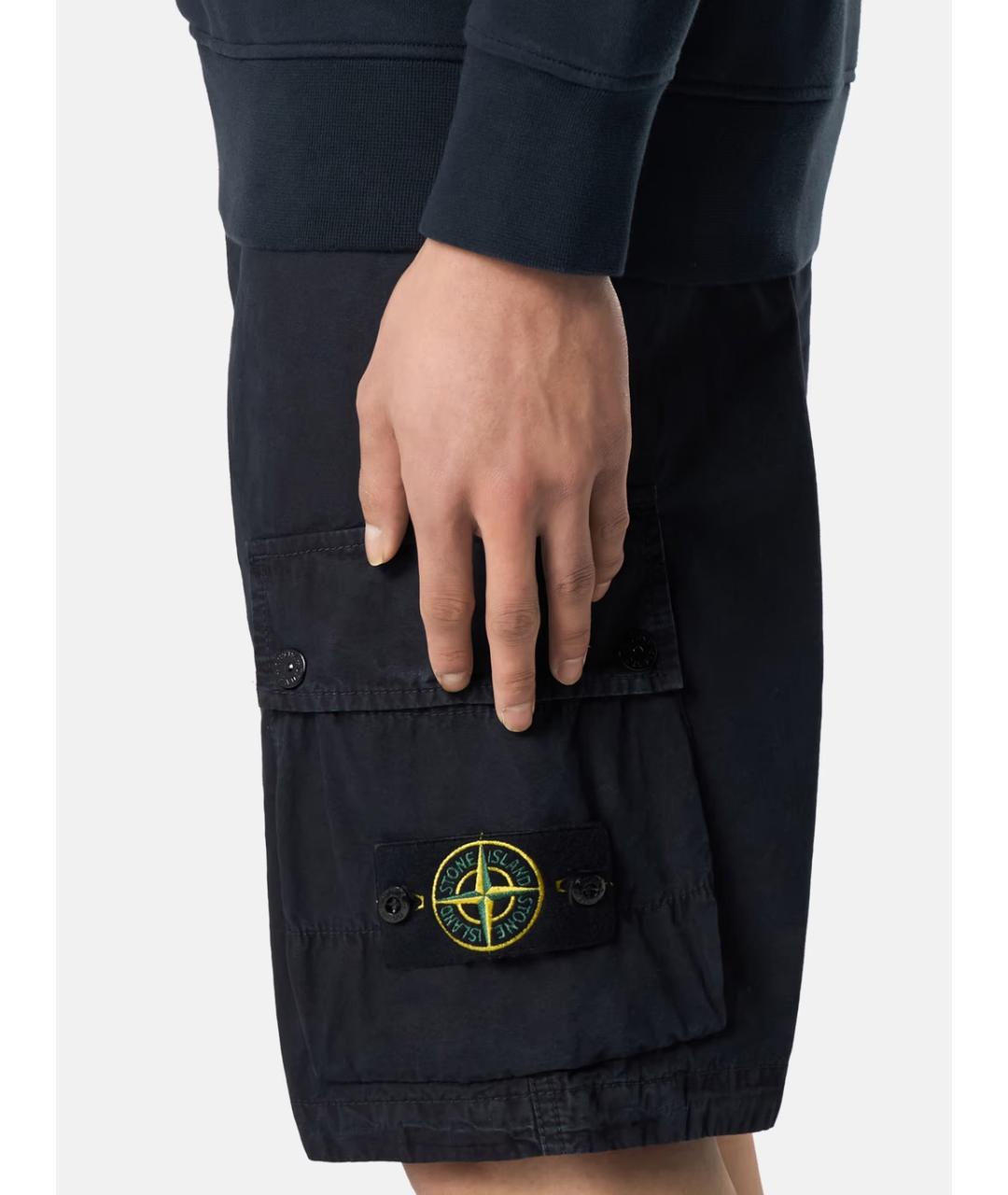 STONE ISLAND Темно-синие хлопковые шорты, фото 3