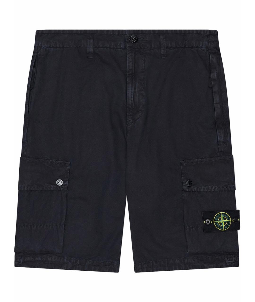 STONE ISLAND Темно-синие хлопковые шорты, фото 1