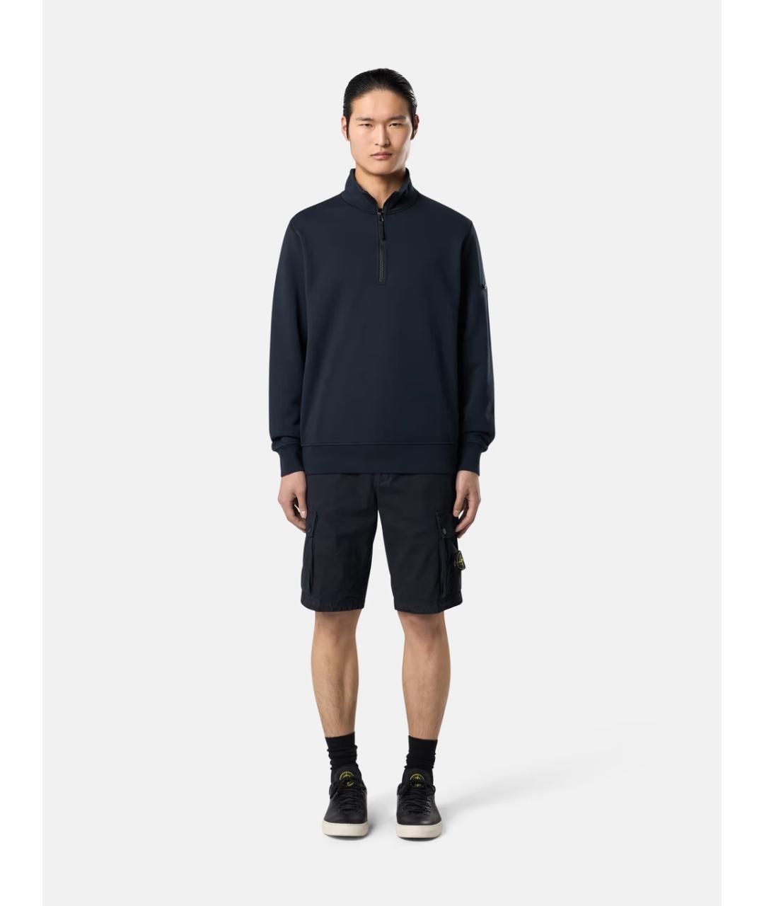 STONE ISLAND Темно-синие хлопковые шорты, фото 2