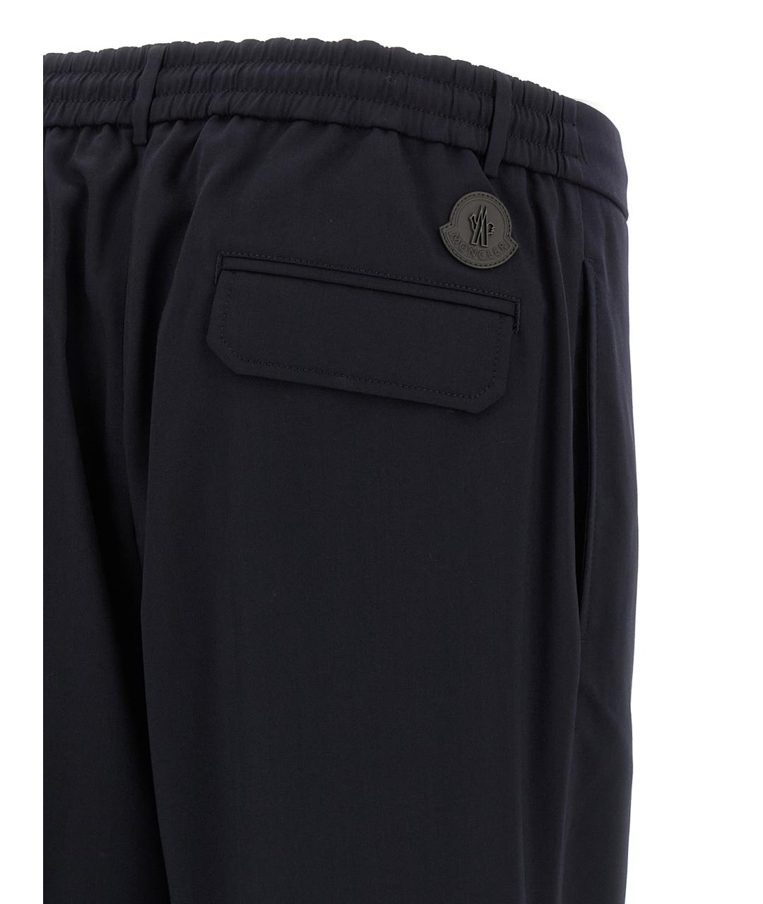 MONCLER Темно-синие шерстяные повседневные брюки, фото 4