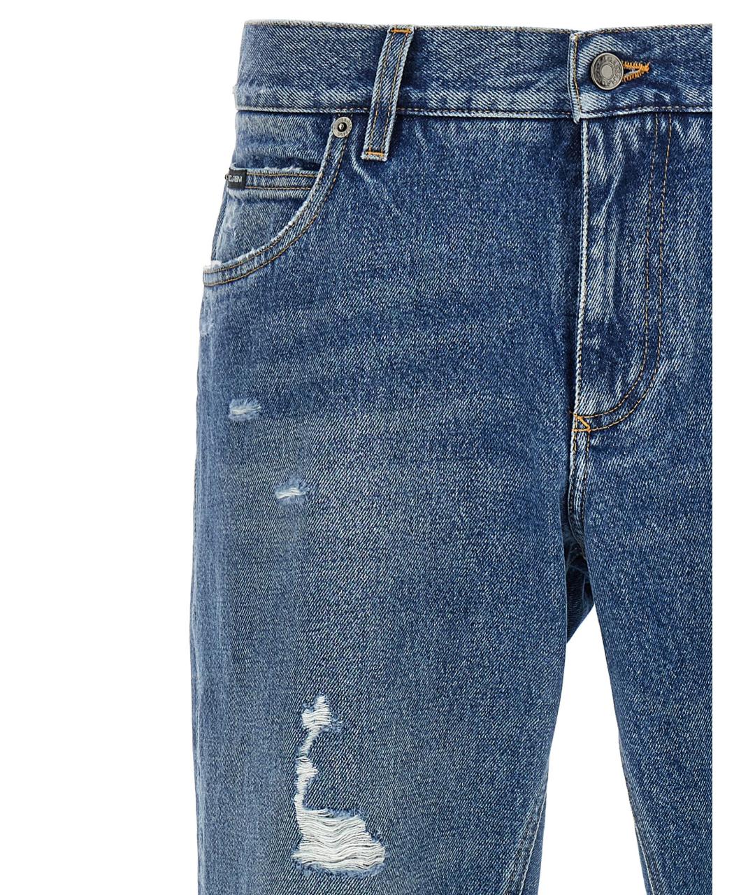 DOLCE&GABBANA Синие хлопковые прямые джинсы, фото 3