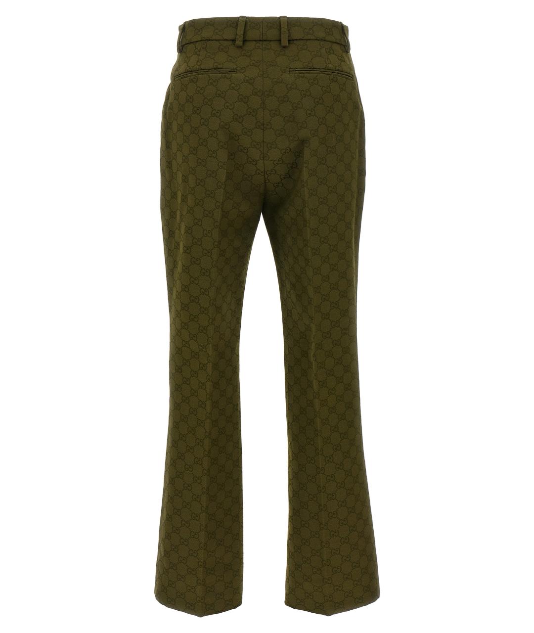 GUCCI Зеленые хлопковые прямые брюки, фото 2