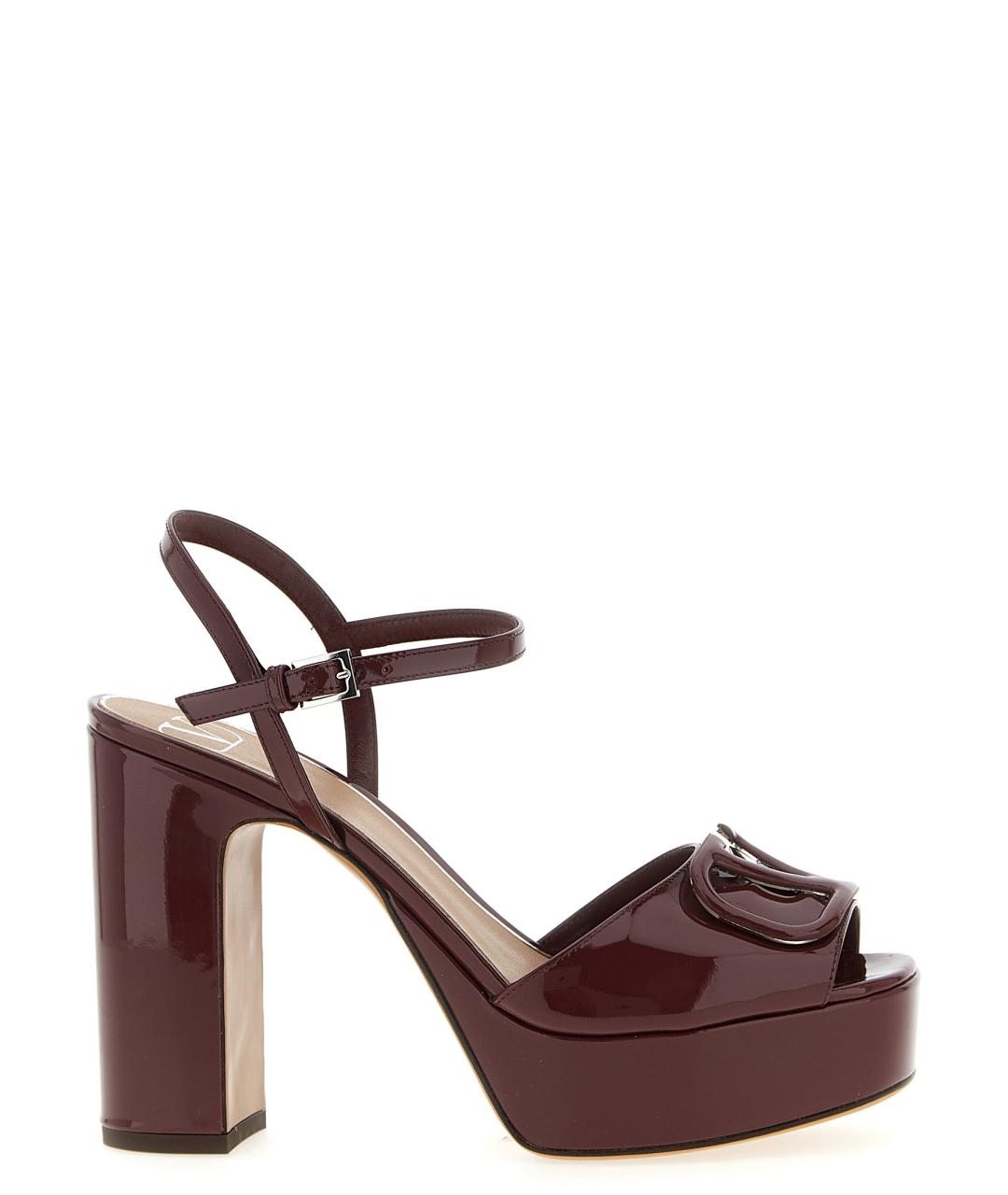VALENTINO Бордовые босоножки из лакированной кожи, фото 1