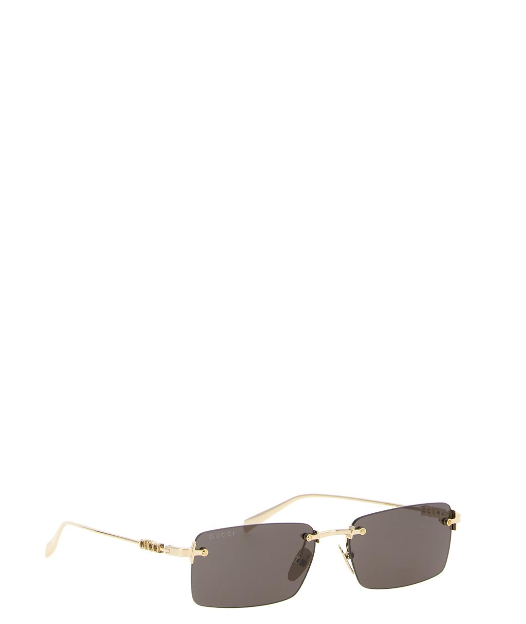 GUCCI Золотые металлические солнцезащитные очки, фото 2