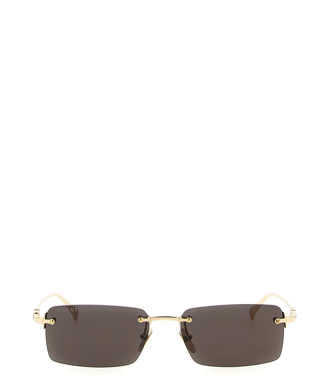 GUCCI Золотые металлические солнцезащитные очки, фото 1