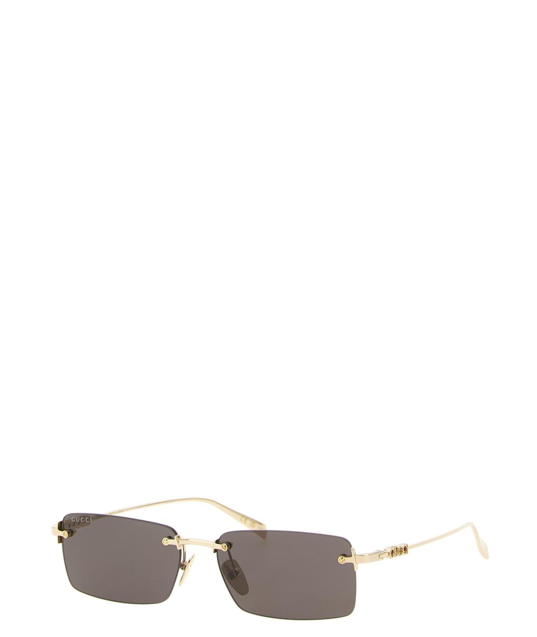 GUCCI Золотые металлические солнцезащитные очки, фото 3