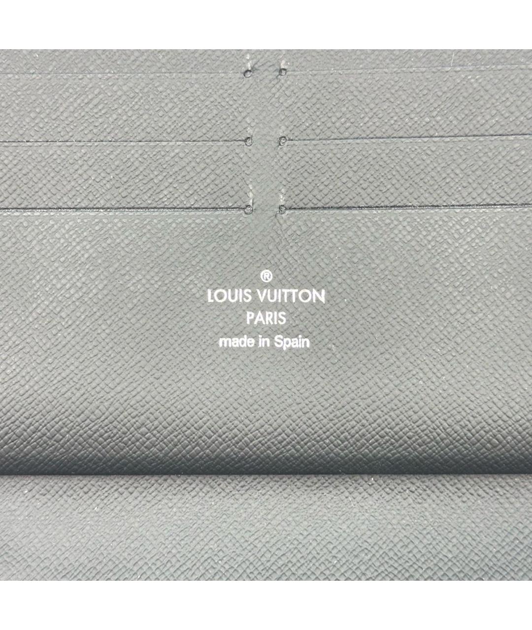 LOUIS VUITTON Антрацитовый кожаный кошелек, фото 5