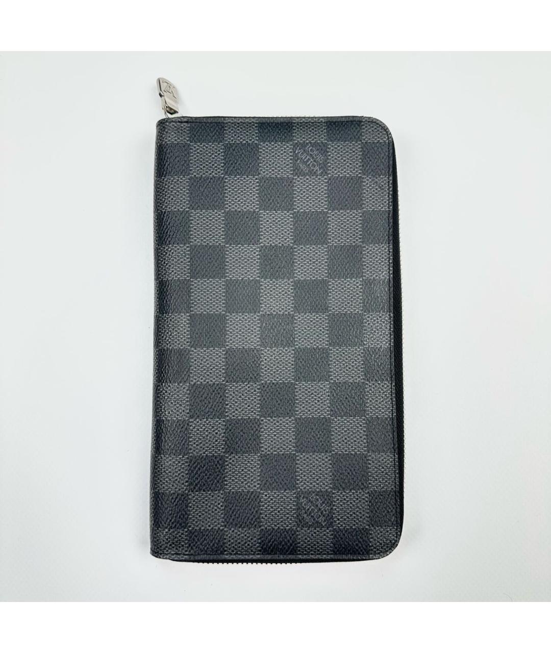 LOUIS VUITTON Антрацитовый кожаный кошелек, фото 6