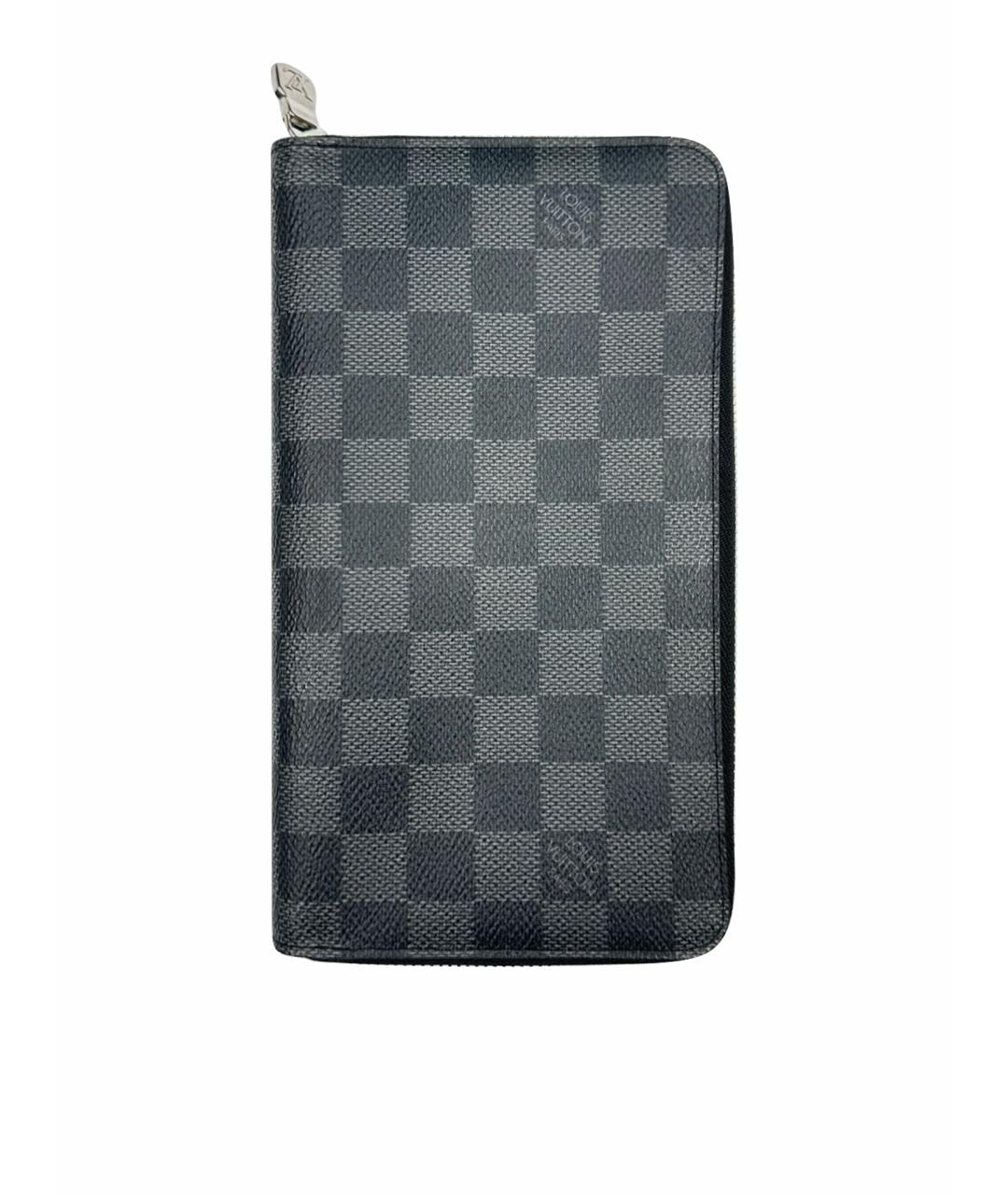 LOUIS VUITTON Антрацитовый кожаный кошелек, фото 1