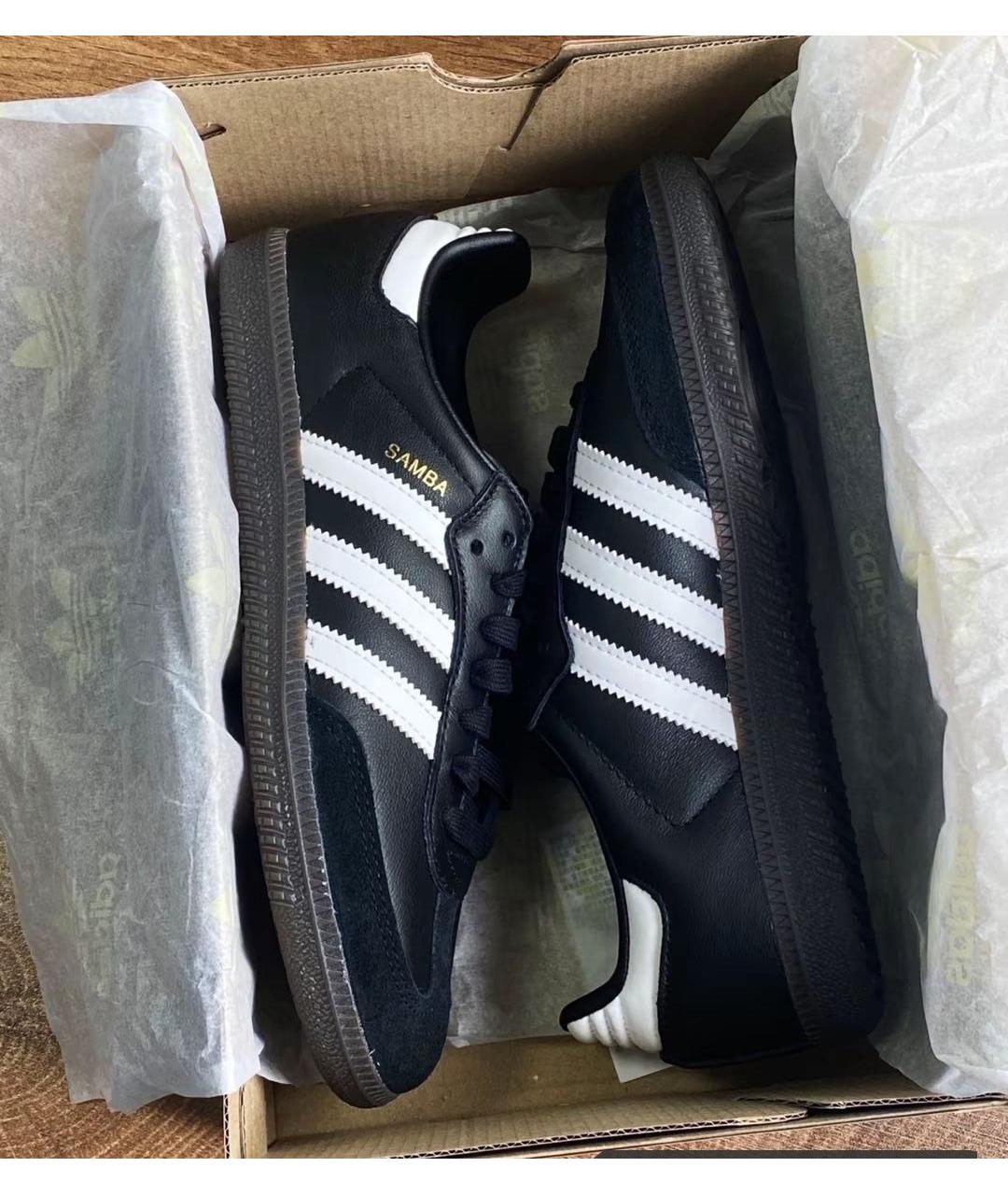 ADIDAS Черные кожаные кроссовки, фото 9