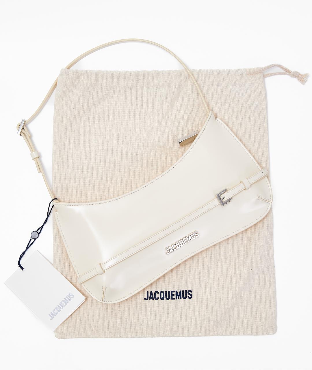 JACQUEMUS Белая кожаная сумка с короткими ручками, фото 8