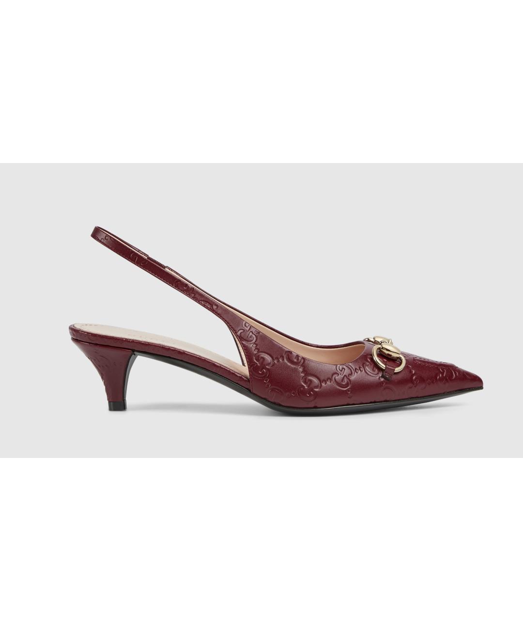 GUCCI Бордовые кожаные туфли, фото 6