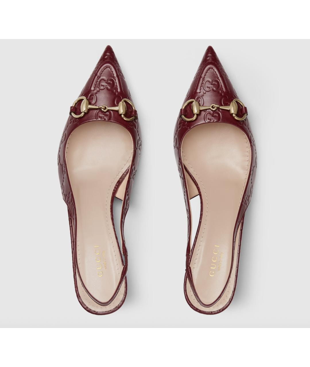 GUCCI Бордовые кожаные туфли, фото 5