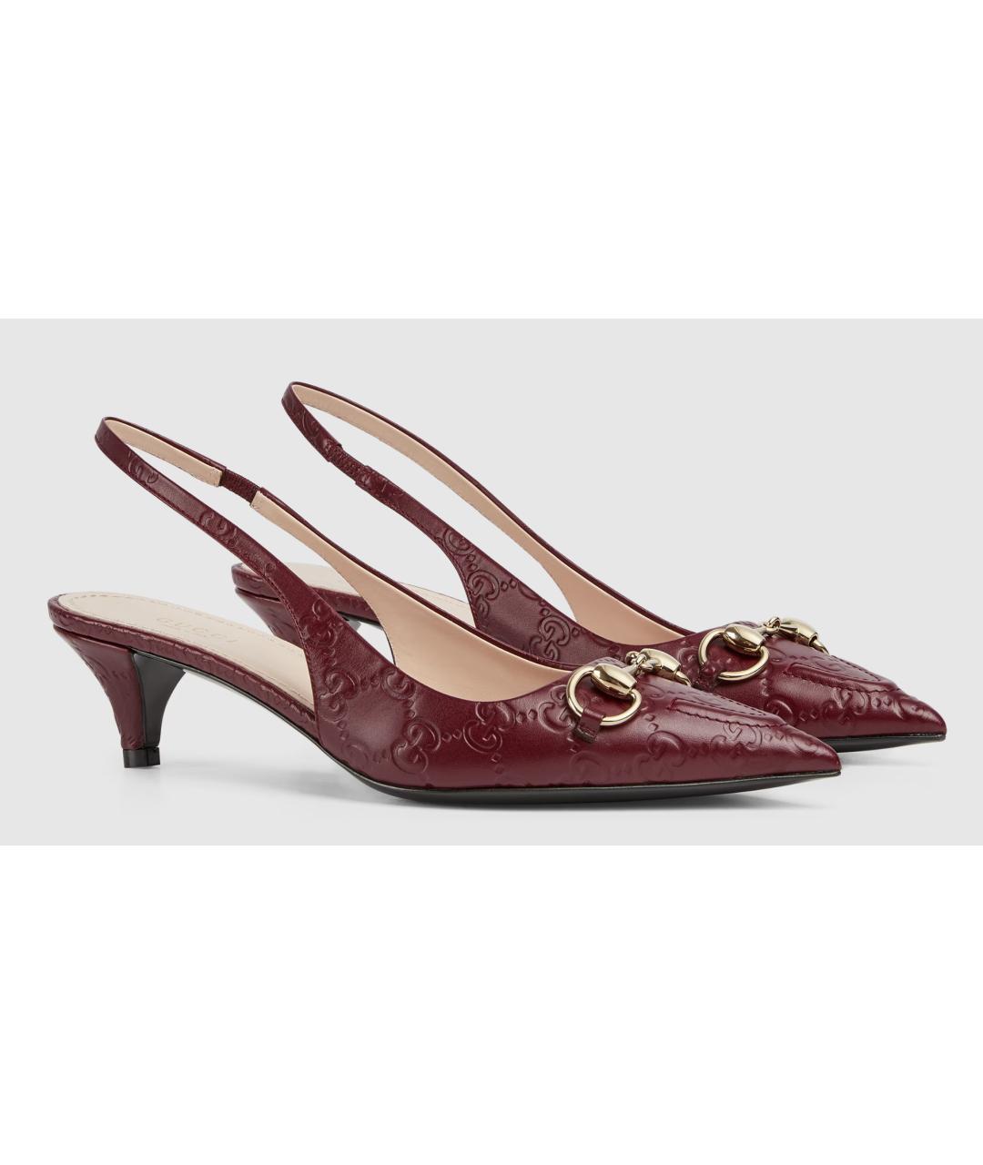 GUCCI Бордовые кожаные туфли, фото 2