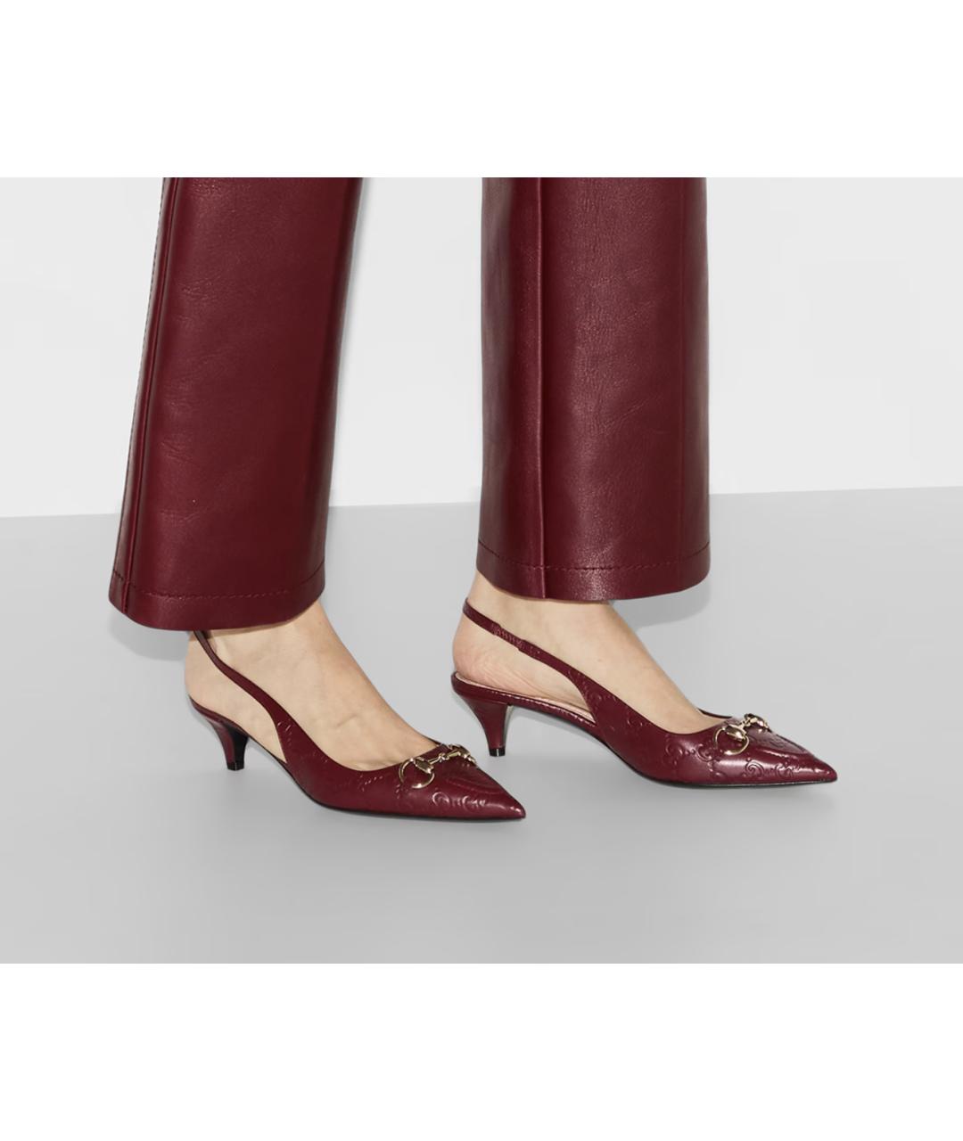 GUCCI Бордовые кожаные туфли, фото 3