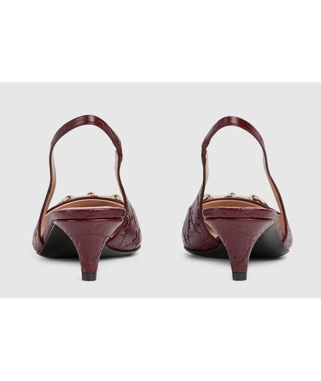 GUCCI Бордовые кожаные туфли, фото 4