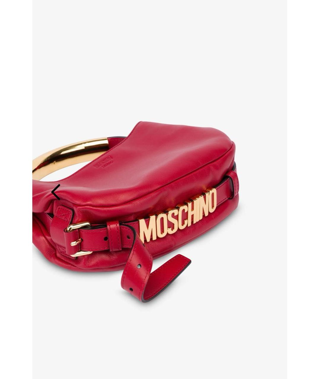 MOSCHINO Красная кожаная сумка с короткими ручками, фото 4