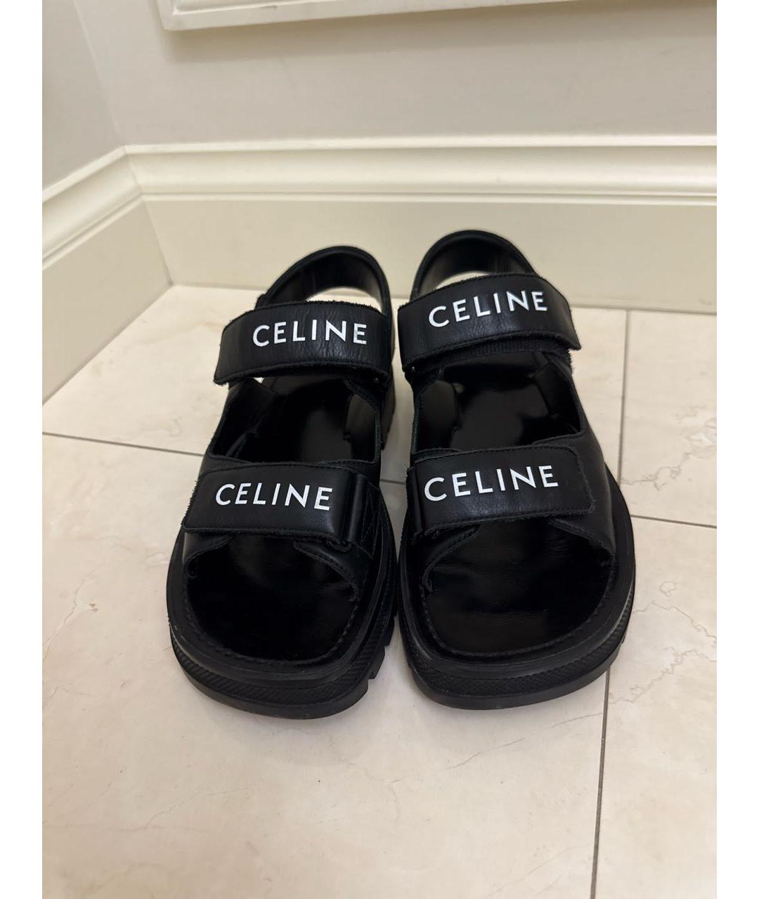 CELINE Черные кожаные сандалии, фото 2