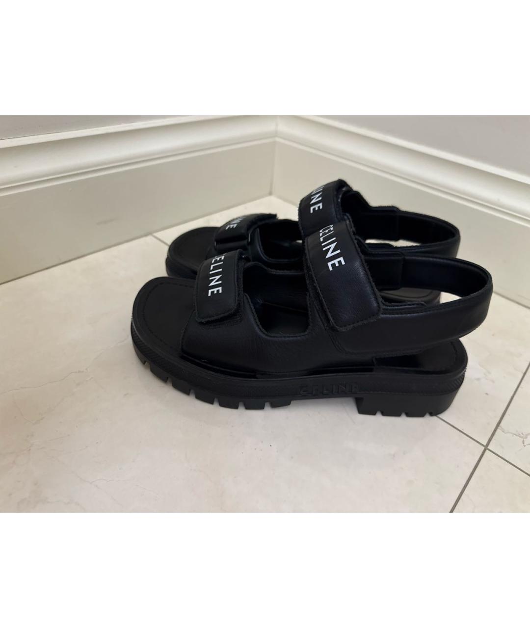 CELINE Черные кожаные сандалии, фото 6