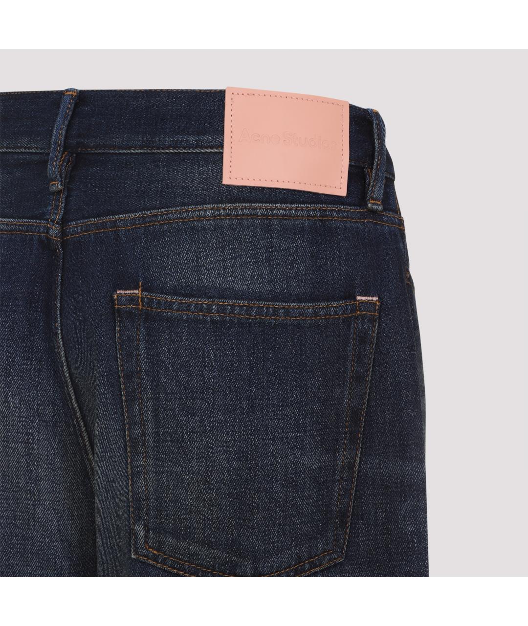 ACNE STUDIOS Темно-синие хлопковые прямые джинсы, фото 3