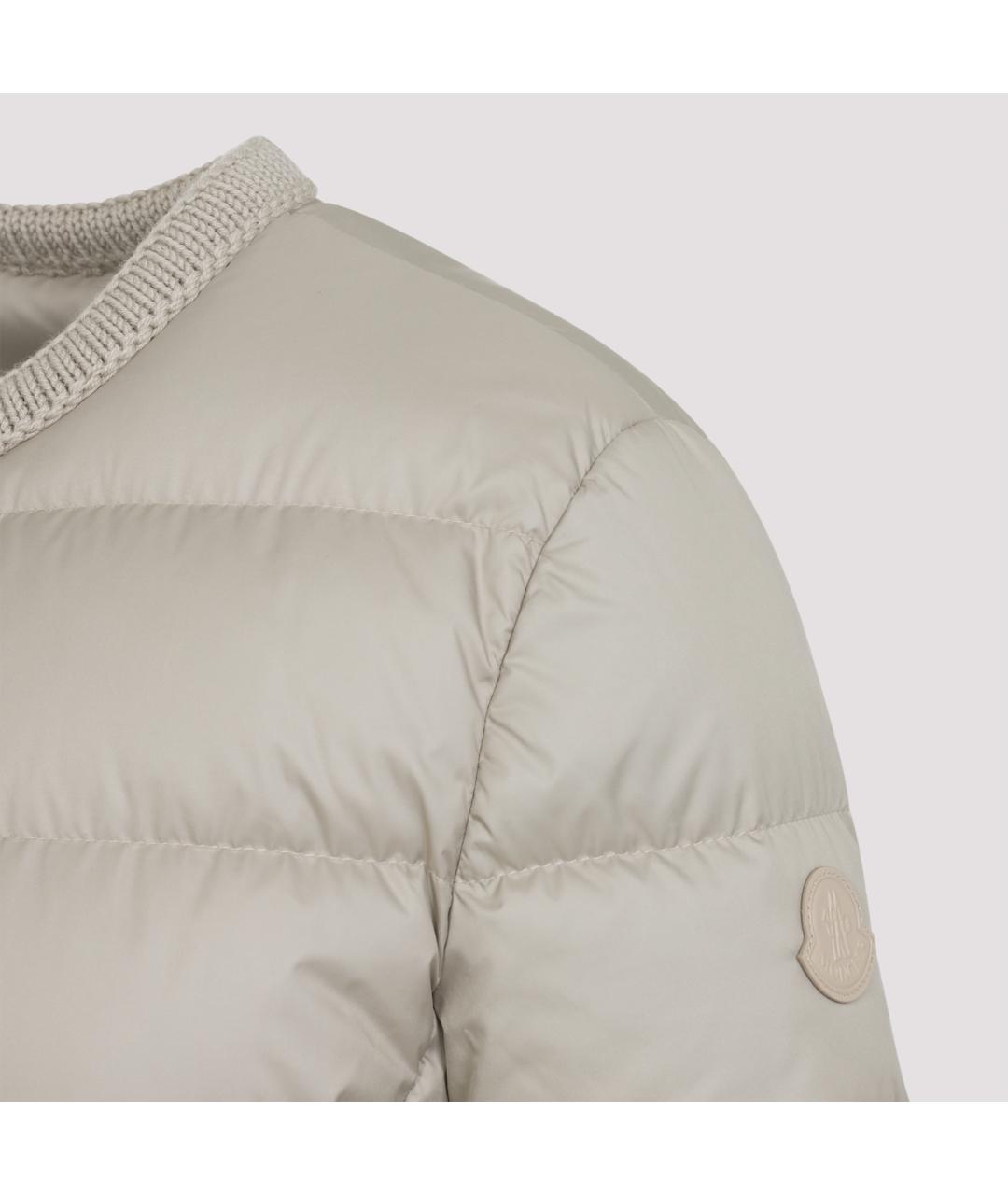 MONCLER Бежевый полиэстеровый пуховик, фото 6