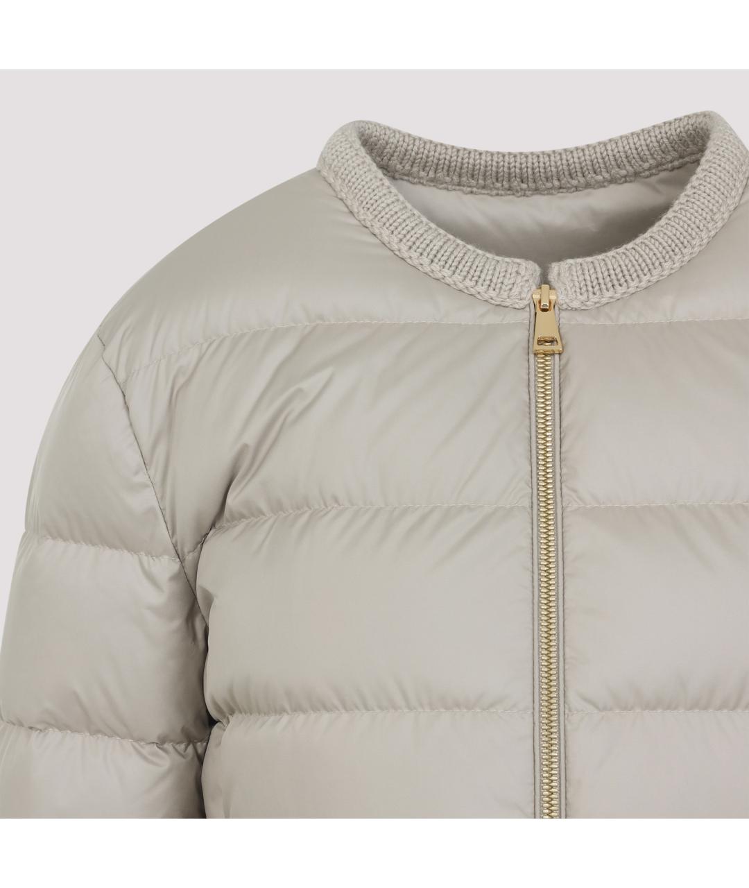 MONCLER Бежевый полиэстеровый пуховик, фото 5