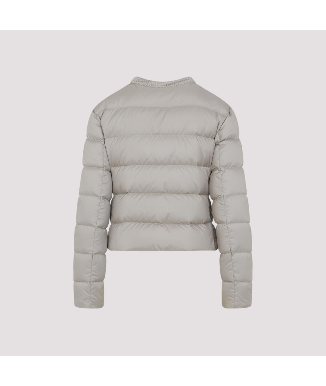 MONCLER Бежевый полиэстеровый пуховик, фото 4