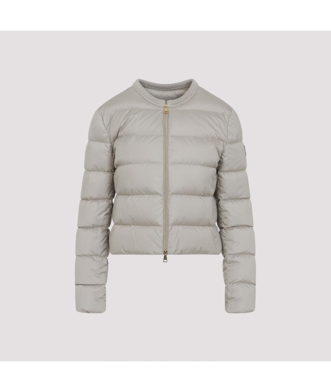 MONCLER Бежевый полиэстеровый пуховик, фото 3