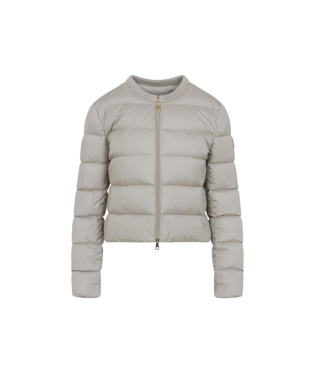 MONCLER Бежевый полиэстеровый пуховик, фото 1