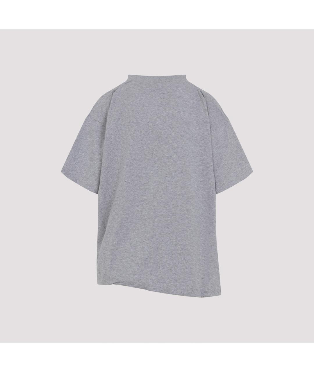 BALENCIAGA Серая хлопковая футболка, фото 2