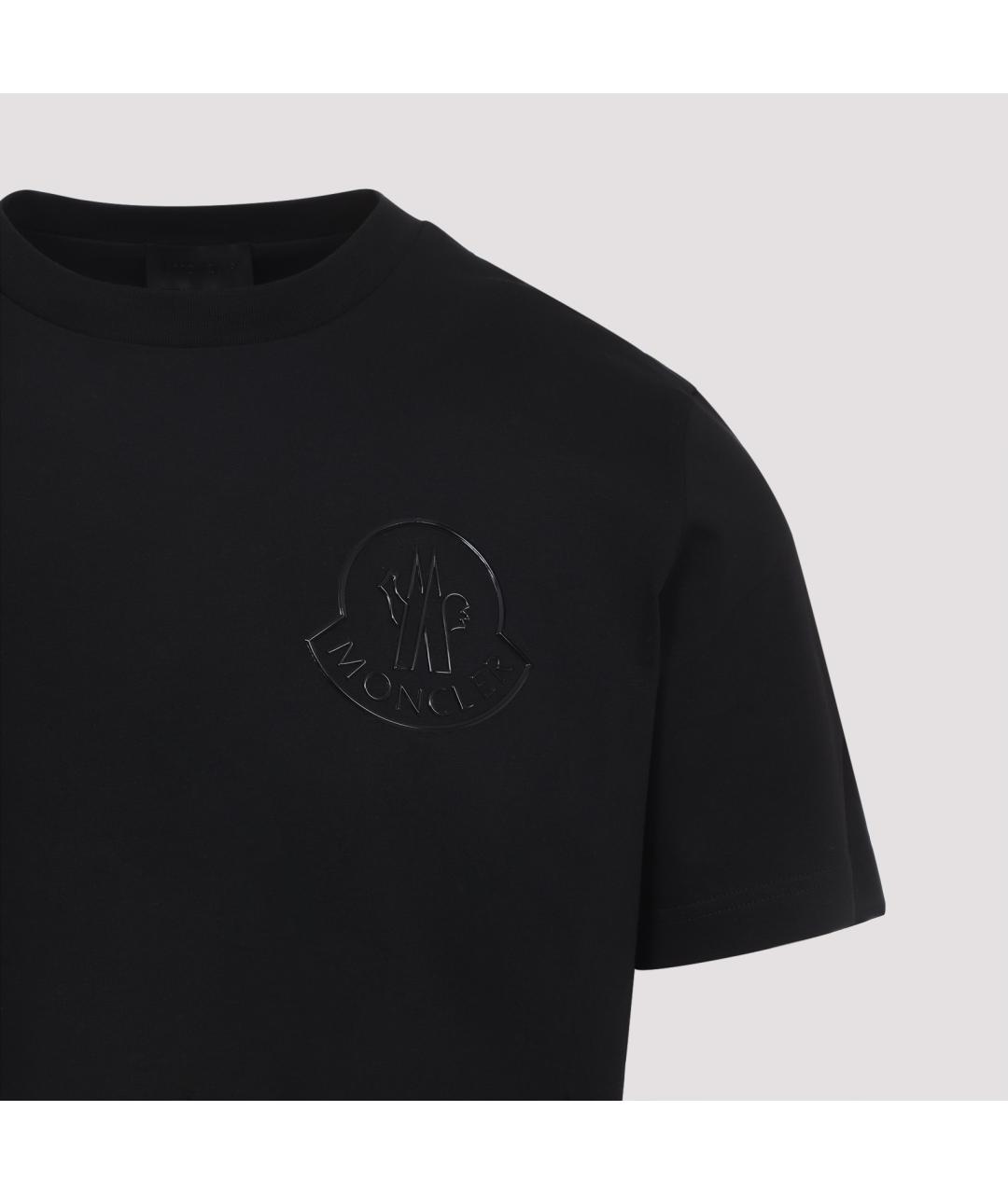 MONCLER Черная хлопковая футболка, фото 3