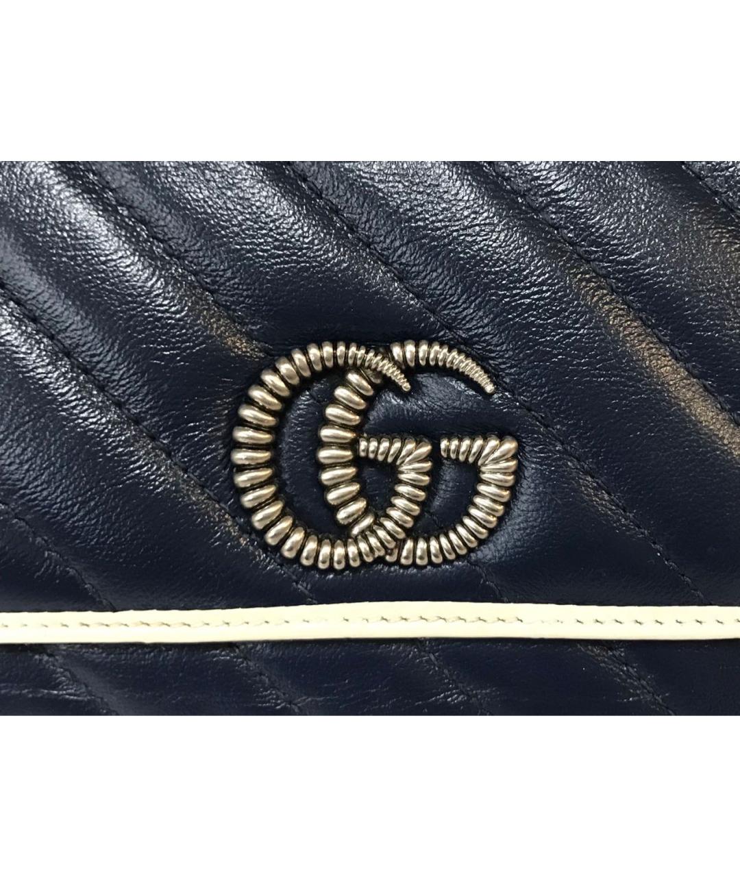 GUCCI Темно-синий кожаный кошелек, фото 5