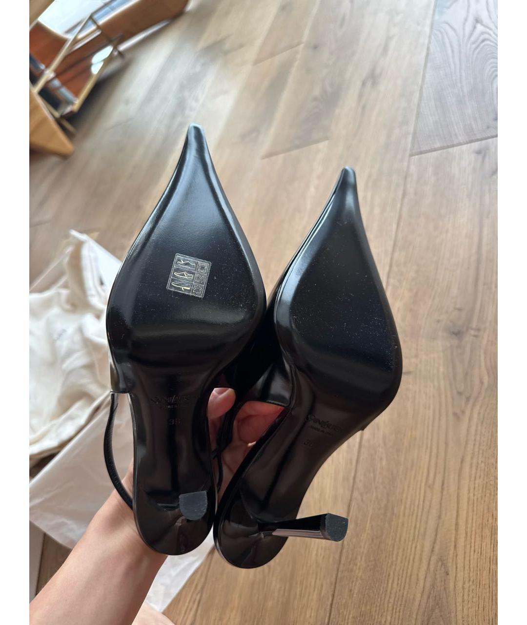 SAINT LAURENT Черные кожаные туфли, фото 6