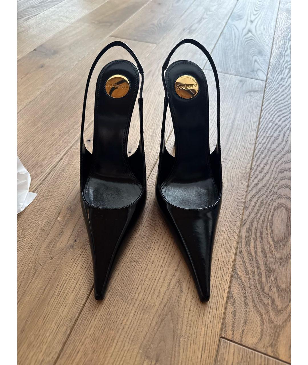 SAINT LAURENT Черные кожаные туфли, фото 2