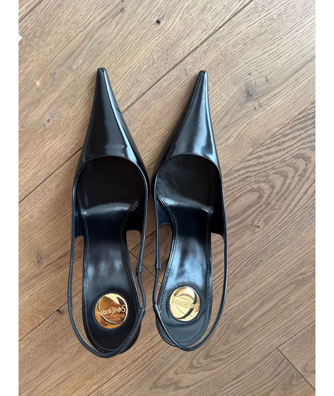 SAINT LAURENT Черные кожаные туфли, фото 3
