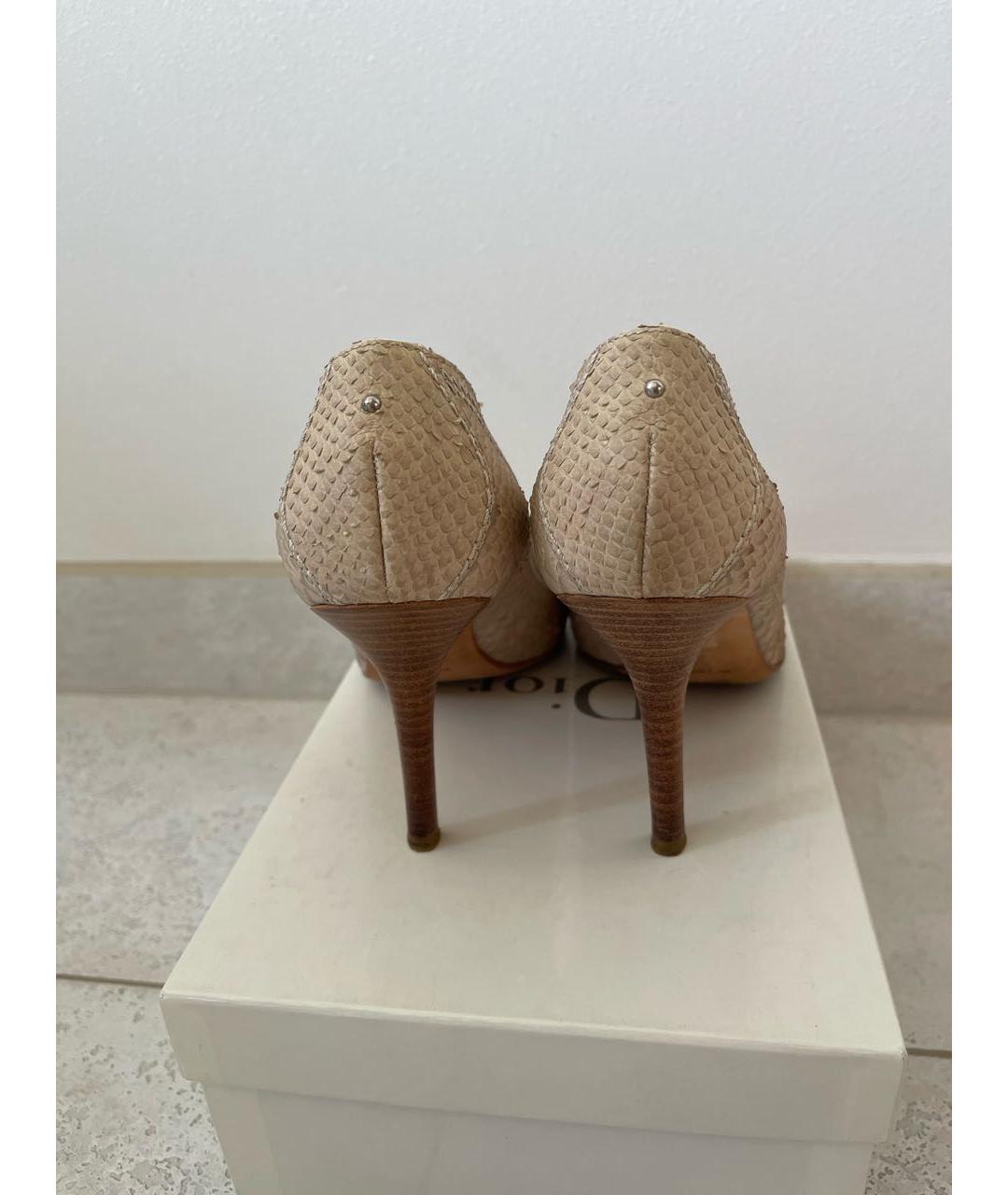 CHRISTIAN DIOR Бежевые туфли из экзотической кожи, фото 3