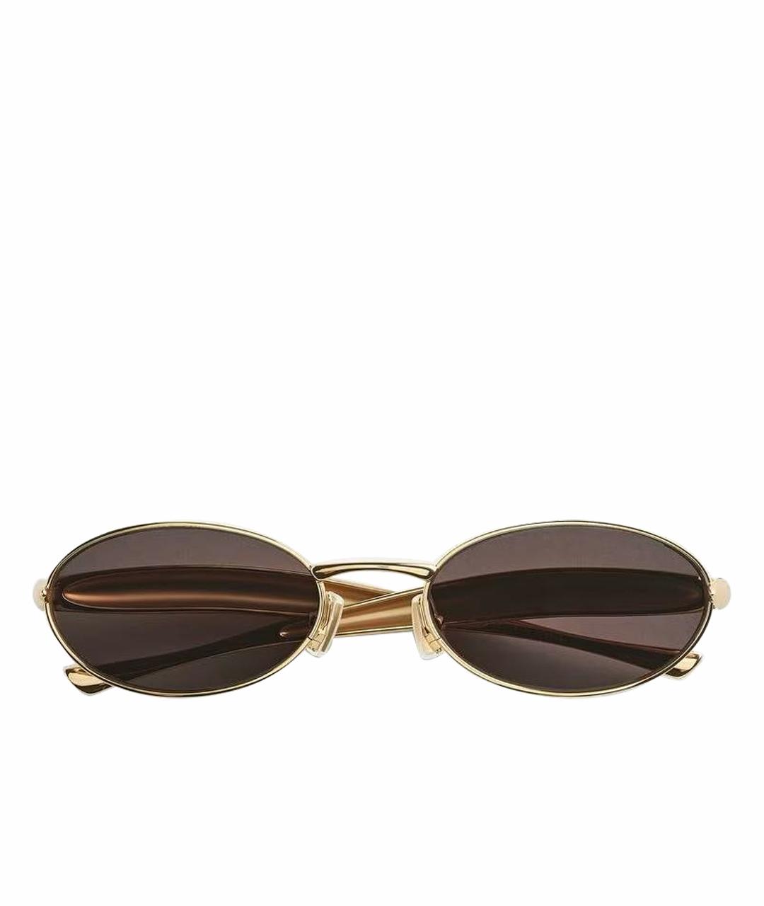 BOTTEGA VENETA Золотые металлические солнцезащитные очки, фото 1
