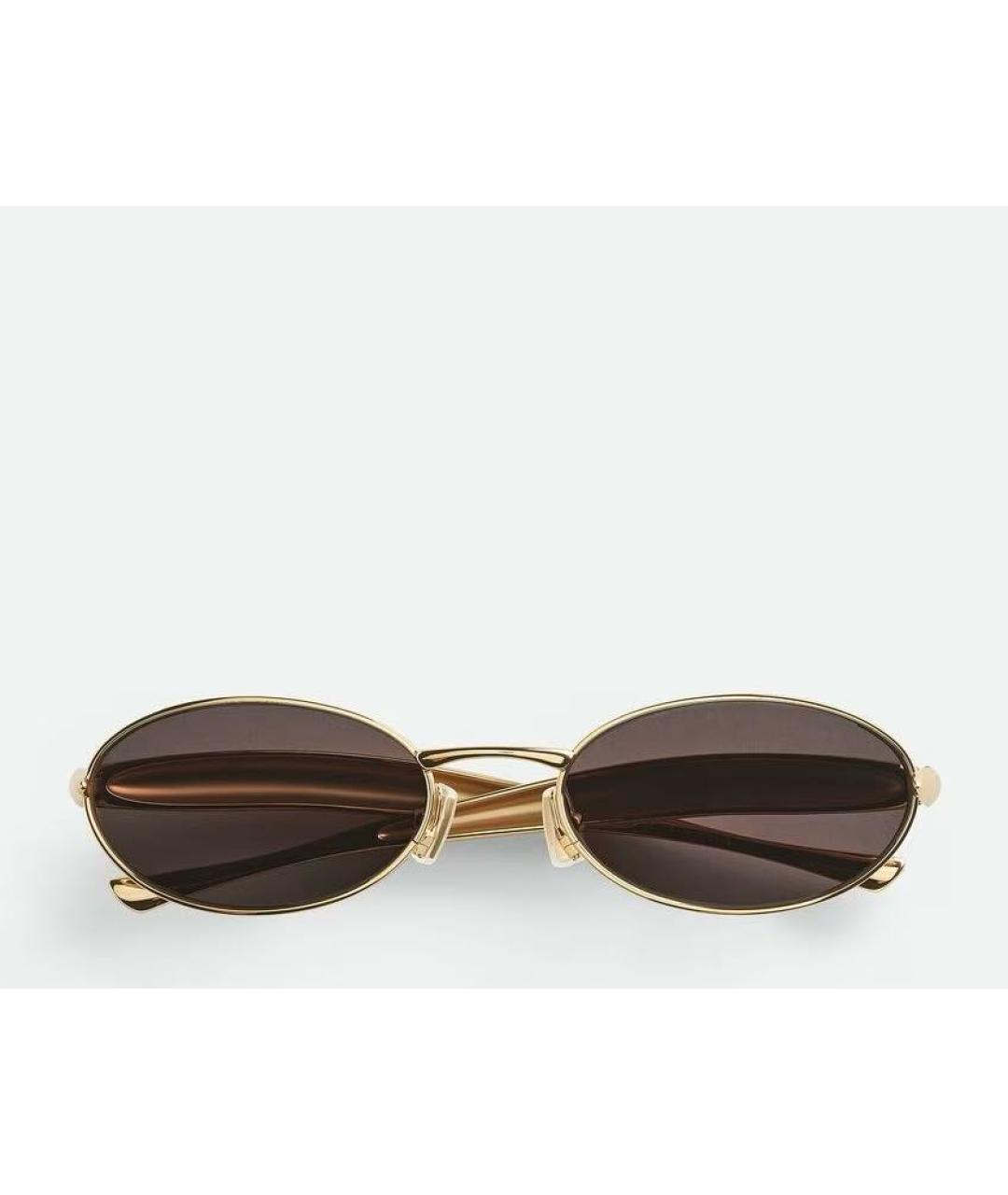 BOTTEGA VENETA Золотые металлические солнцезащитные очки, фото 4