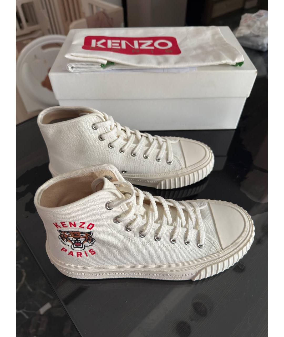 KENZO Белые текстильные кеды, фото 2