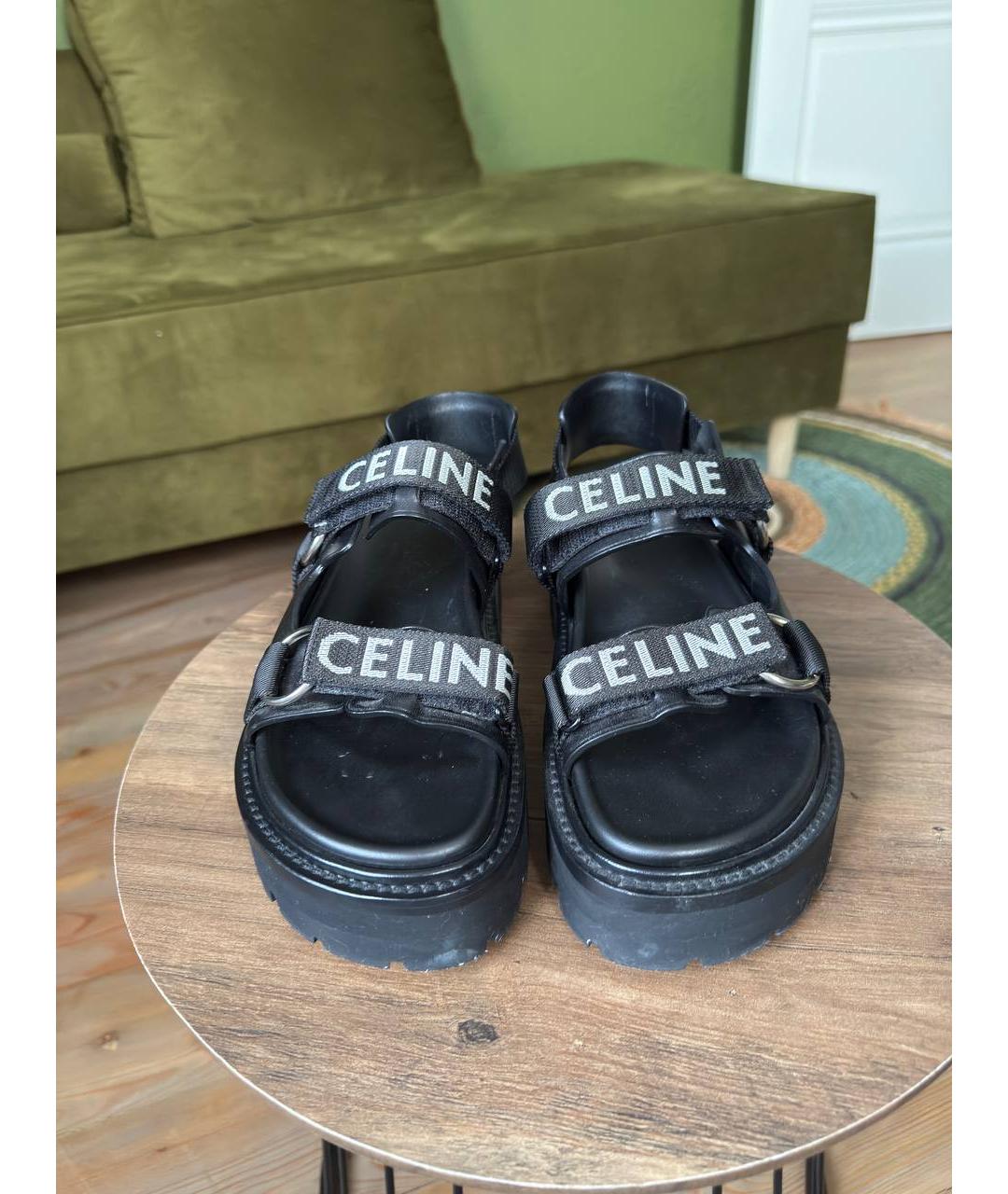 CELINE Черные кожаные сандалии, фото 2
