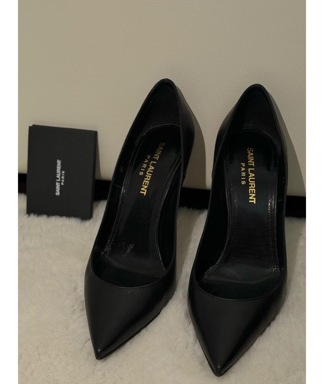 SAINT LAURENT Черные кожаные туфли, фото 2