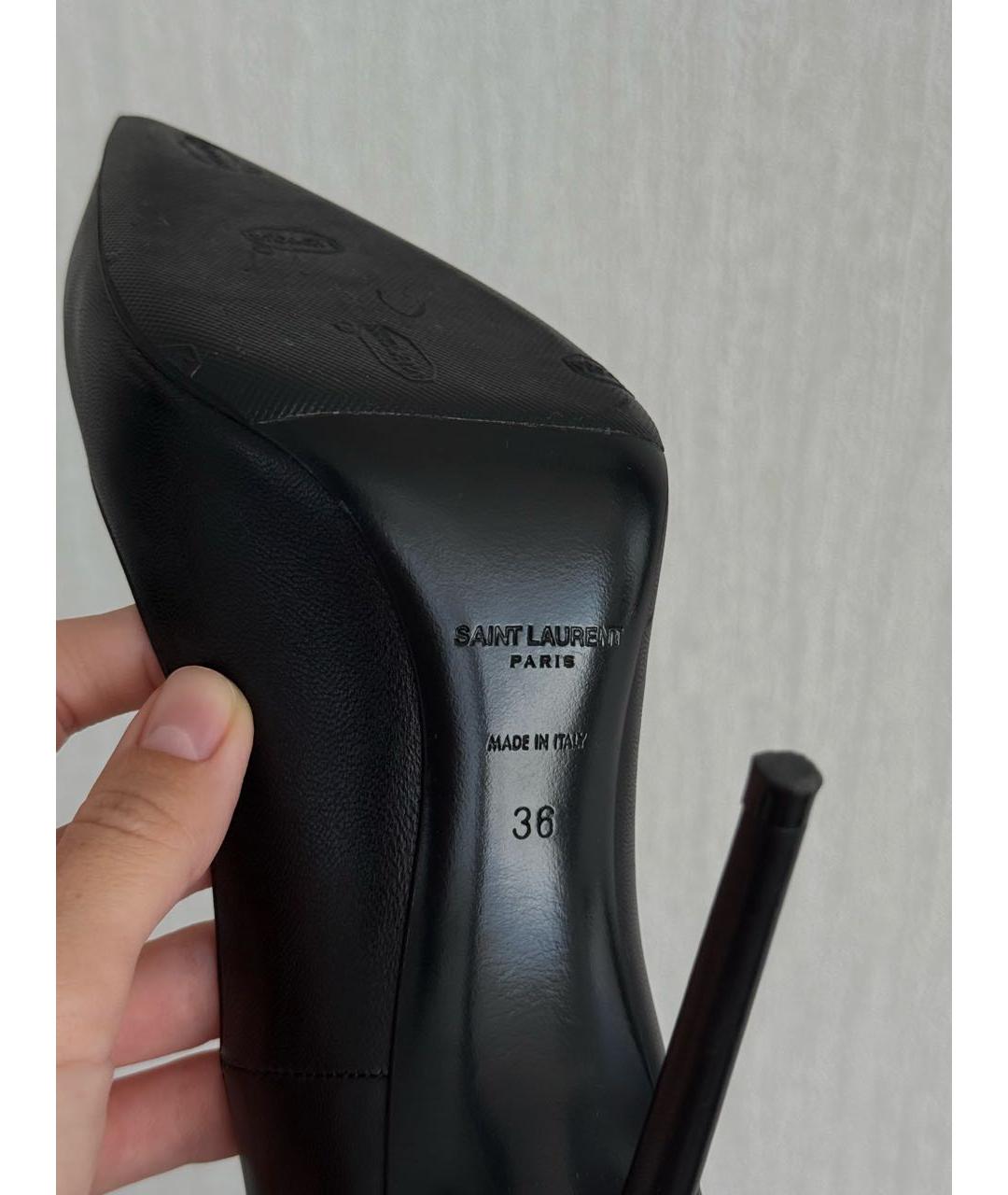 SAINT LAURENT Черные кожаные туфли, фото 6