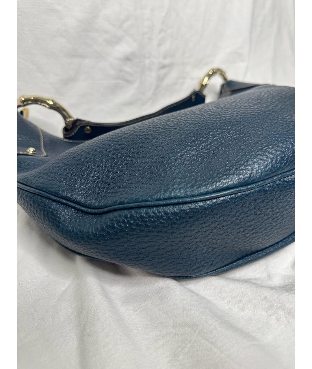 GUCCI Бирюзовая кожаная сумка с короткими ручками, фото 6