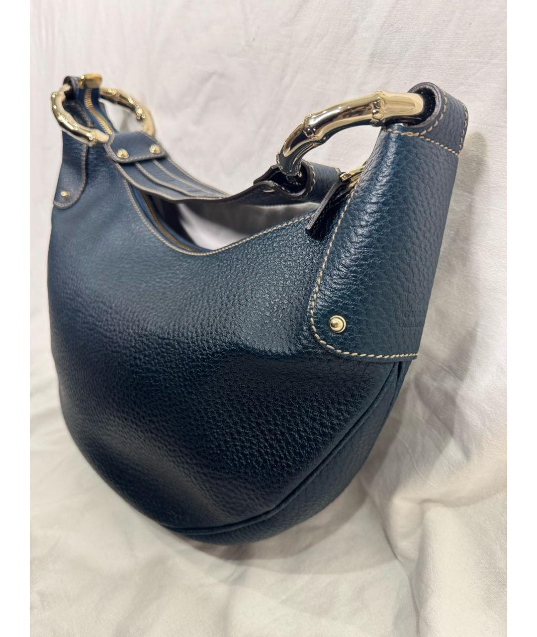 GUCCI Бирюзовая кожаная сумка с короткими ручками, фото 3